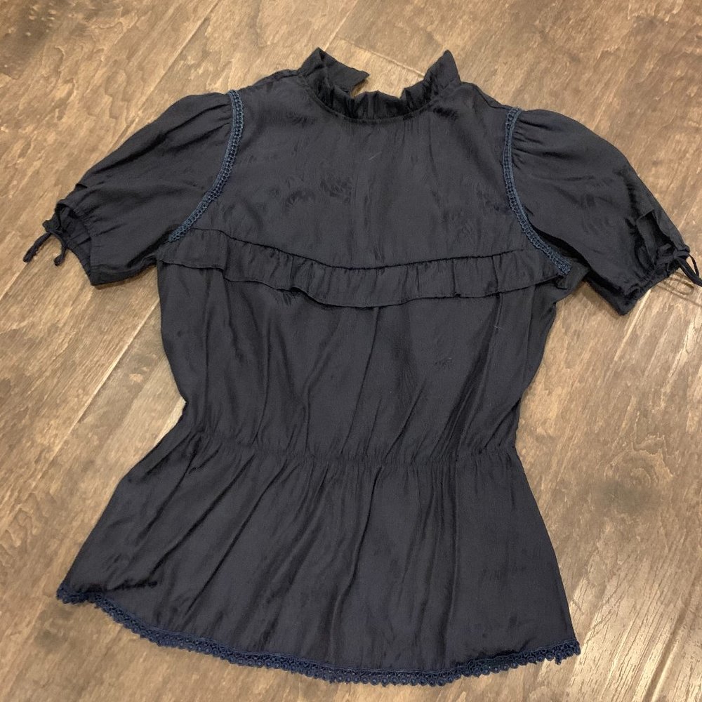 Reformation high neck collar blouse